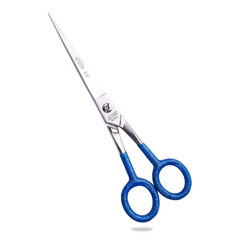 Nixcer Professional Series Super Cut Dip Grip J2 Hair Cutting Shears (6.5-inches) – Blue
