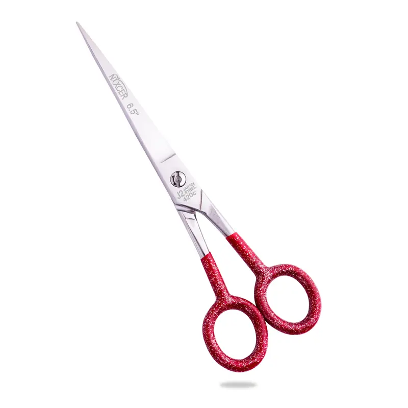 NIXCER Professional Series Super Cut Dip Grip J2 Hair Cutting Shears (6.5-inches) – Red